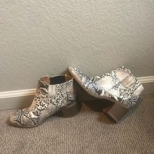 Worn once snakeskin booties